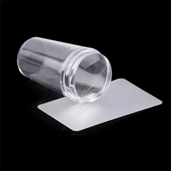 

Set Nail Art Stamper Silicone With Cap Scraper Polish Print Plate Template Plastic Transfer Manicure Tools Kit / by dhl 100pcs