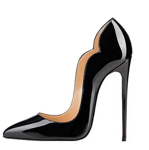 Туфли-лодочки с острым носком на высоком каблуке размера плюс 13 черные офисные туфли женские вечерние туфли 120 мм туфли-лодочки из лакированной кожи на высоком каблуке-шпильке - Цвет: as picture