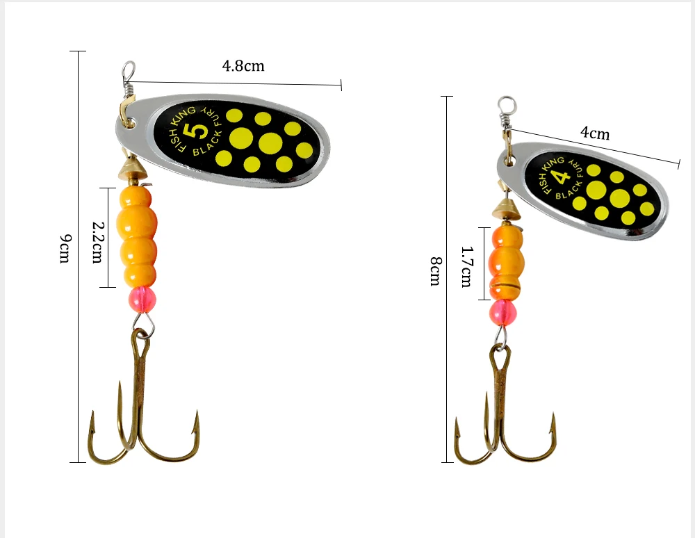 FISH KING 4 цвета размер 0#-5# spinner ложка приманки металлическая жесткая приманка с тройным крючком рыболовные снасти Pesca