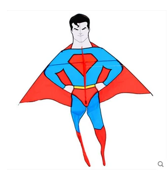 

free shipping high quality 2m superman kite spiderman with 100m handle line ripstop nylon child toys outdoor flying kites reel