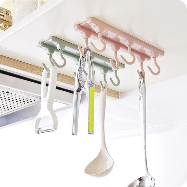 Special Offers Strong Adhesive Kitchen Racks Traceless Kitchen Cabinet Hooks for Gadget Storage Strong-sticky Wall Rail Hooks