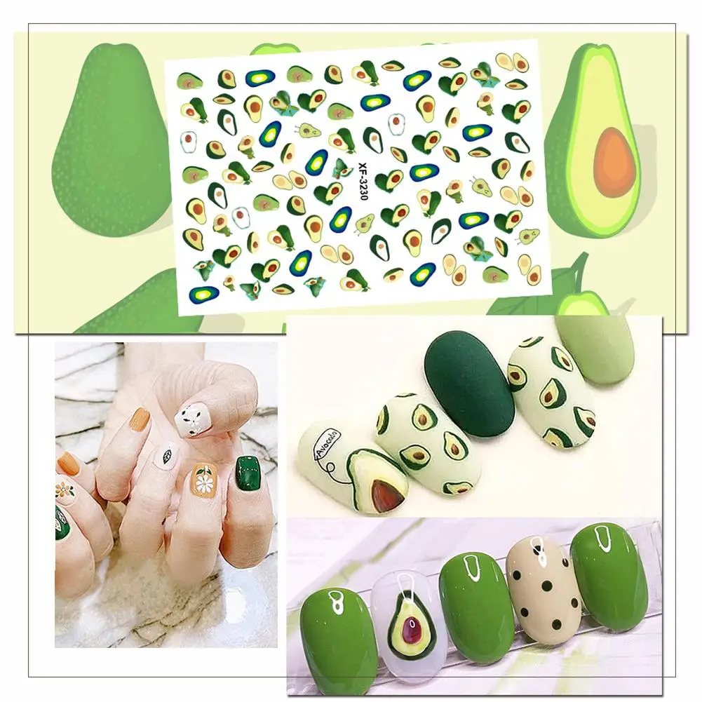 

HOT!!!Waterproof Avocado Leaf Cactus Nail Sticker Full Cover Wrap DIY Adhesive Decor