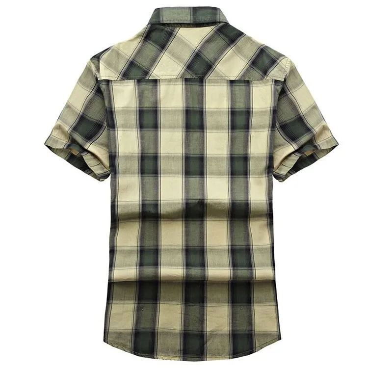Red Green 2015 Summer Plaids Men Cotton Short Sleeve Dress Shirts Camisa Hombre Breathable Blouse Vestido Men Clothes Casual 3XL (2)