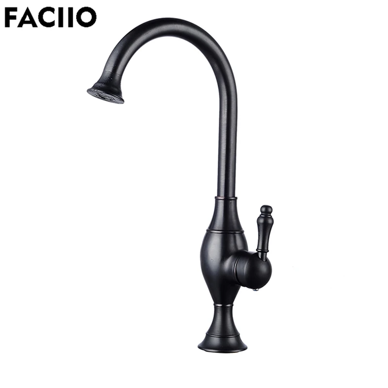 

FACIIO Water Tap Kitchen Faucet Black Rotatable Sink Faucets Hot and Cold Water Single Hole Handle Brass Mixer Taps YD-1012