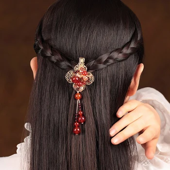 

Handmade Fashion Jewelry Claws Natural Stone Hair Jewelry Metal Hair Clip For Women Girls Vintage Chinese style Accessories Hai