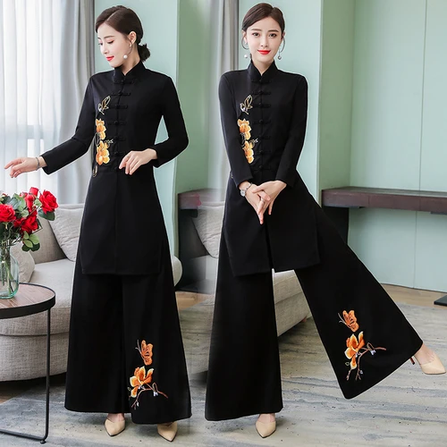 

Chinese Style 2 Piece Set Women Spring Conjunto Feminino Plus Size 4xl Ensemble Femme Deux Pieces Year-old Female Costume