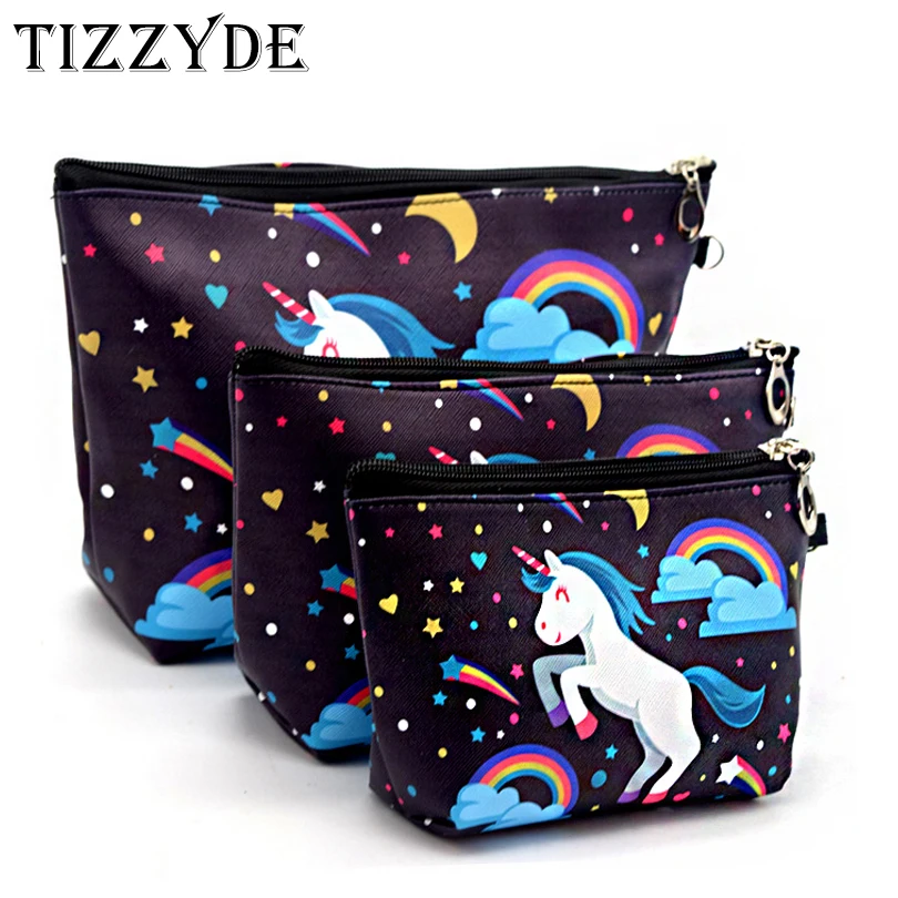 

Women Printing Unicorn Three Pieces Cosmetic Bag Waterproof Professional Toiletry Kit Wash Necessaire Travel Make up Bags JXY02