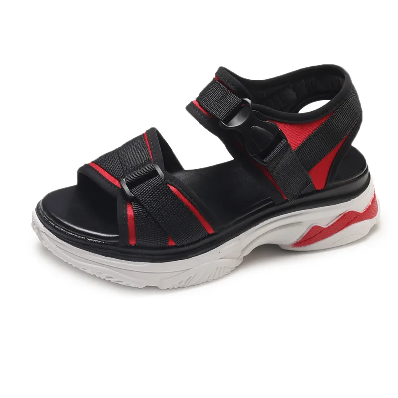 JINBEILEE Flat Casual Sports Wind Ladies Sandals Color Matching Fashion Wild Students Beach Sandals Women