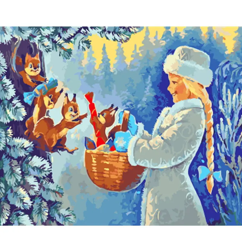 

DRAWJOY Framed Picture Lovely Girl DIY Painting By Numbers Christmas Gift Home Decor For Living Room Hand Unique Gifts GX22224