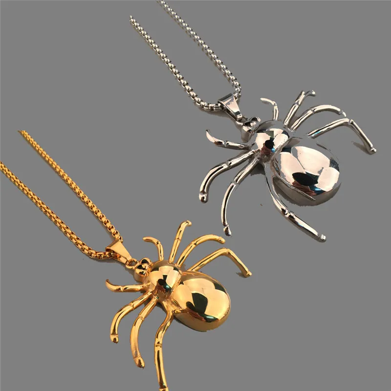 NEW Gold Silver Plated Animal Charm Spider Pendant Hip Hop Necklaces ...