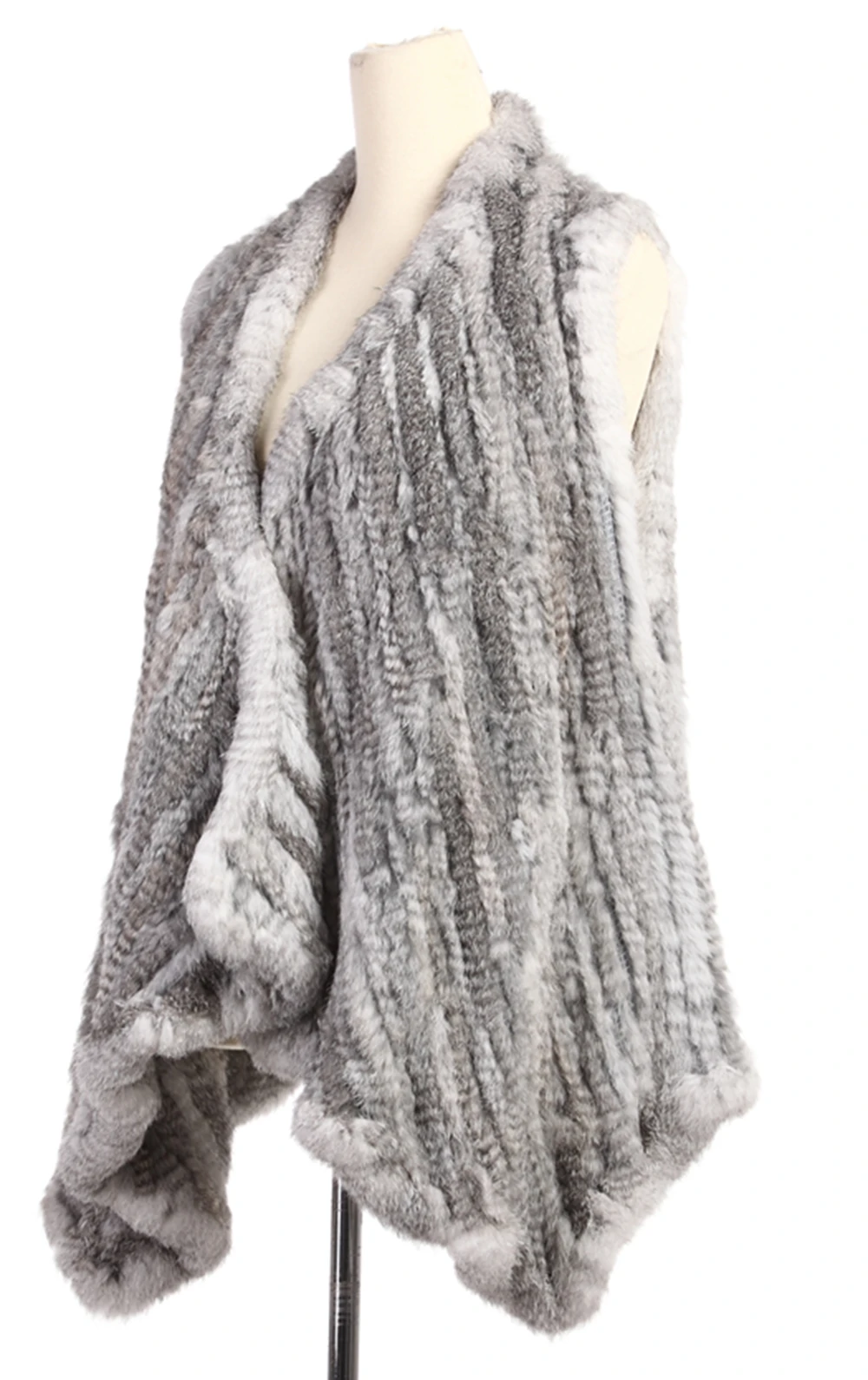 ZY88010 Classic Lady Genuine Knitted Winter Women Rabbit Fur Turn-Down Fur Vest Fur Waistcoat Gilet Outwear long duvet coat