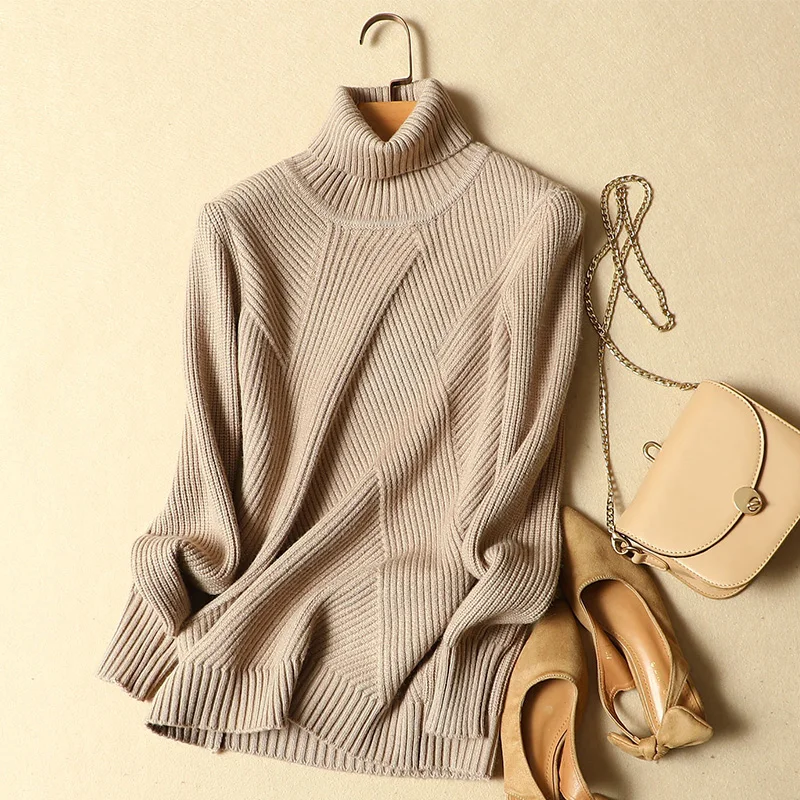  2019 Winter Autumn Women Turtleneck Sweater Solid Knitted Female Warm Pullovers Fashion Clothing To