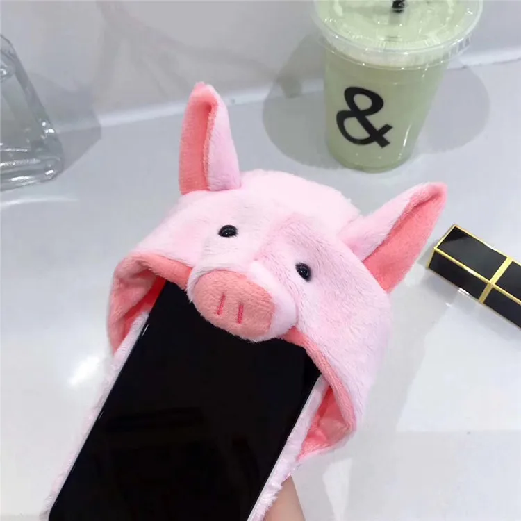 

Fluffy Hat Warm Phone Cover For iPhone X 8 7 Plus 6s Case Plush 3D Christmas Gift Phone Cover For iPhone X XS MAX XR Korean Capa