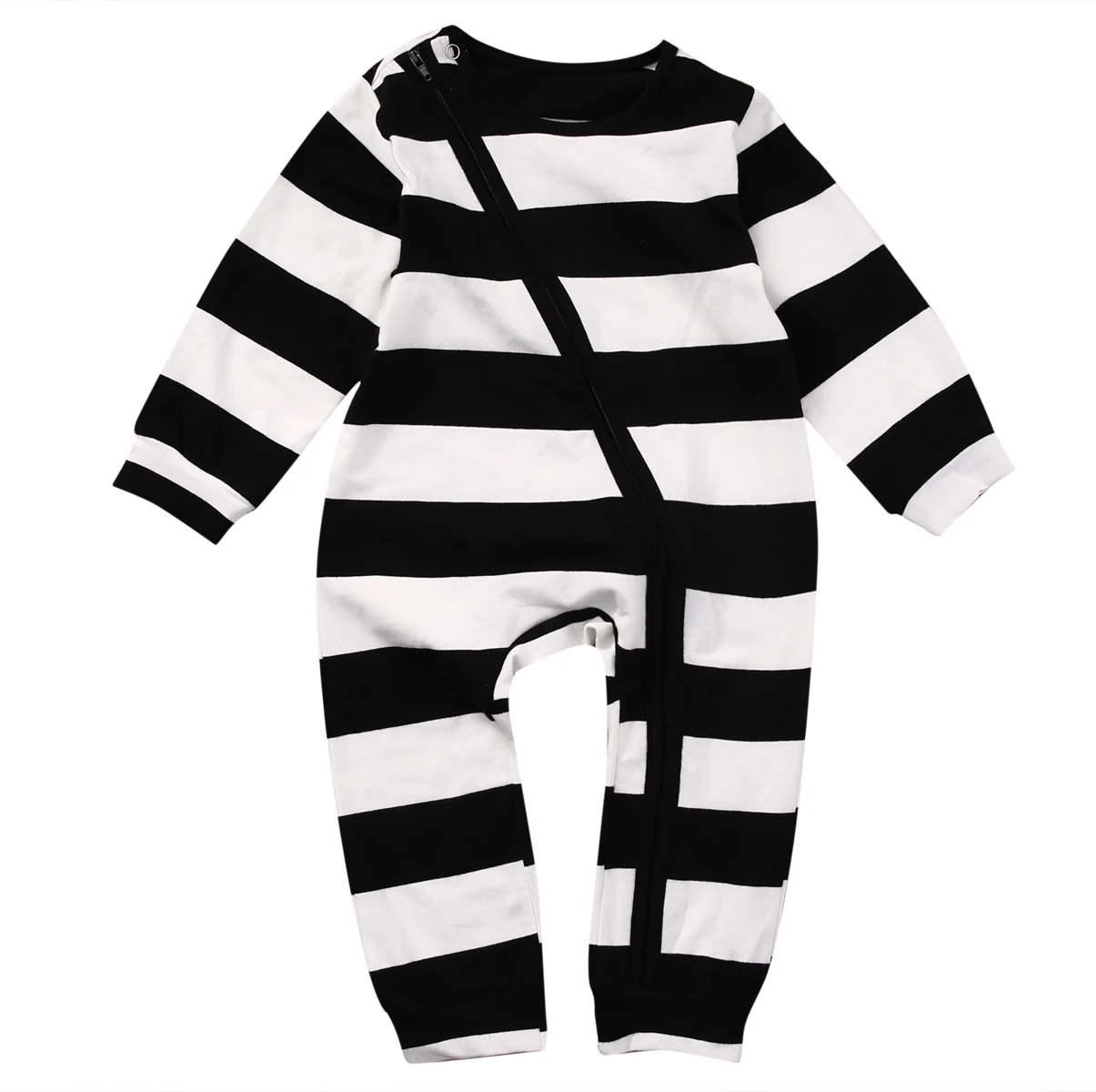 0 24M Zip Up Romper Newborn Baby Boy Striped Cotton Romper Jumpsuit