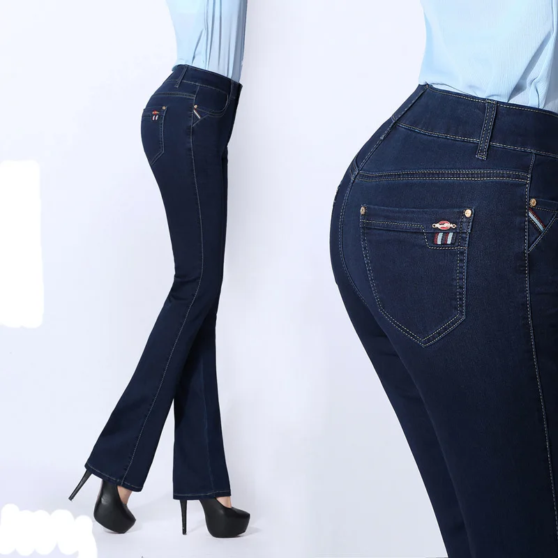 

Ladies Flared Jeans 2017 Spring Skinny Jeans Woman Pants High Waist Jeans Plus Size 27-38 Sexy Denim Womens Jeans Femme FH633