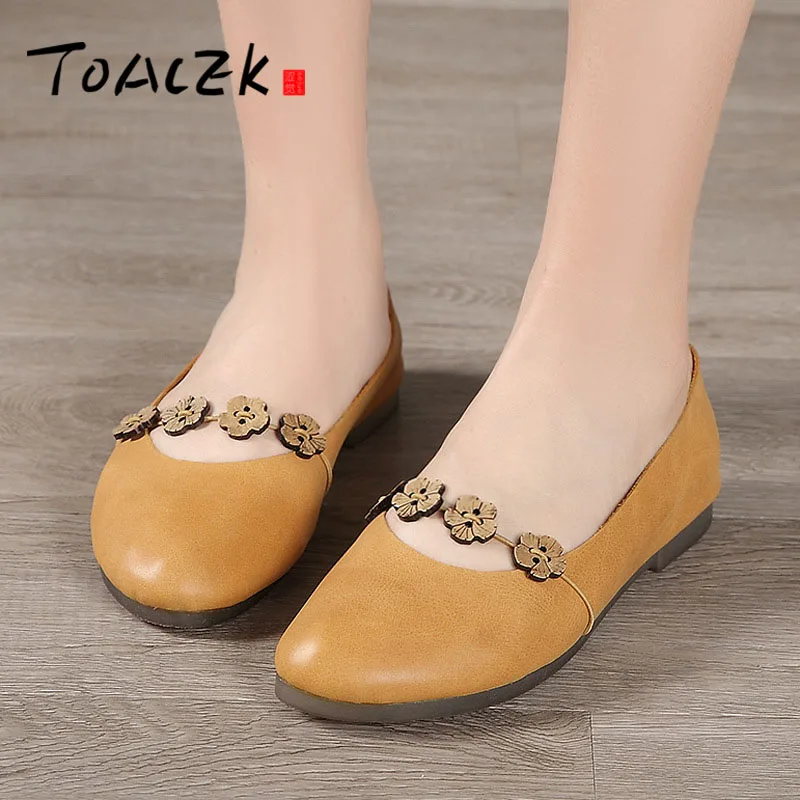 

Art sen women Shallow mouth flowers shoes women's leather soft bottom flats