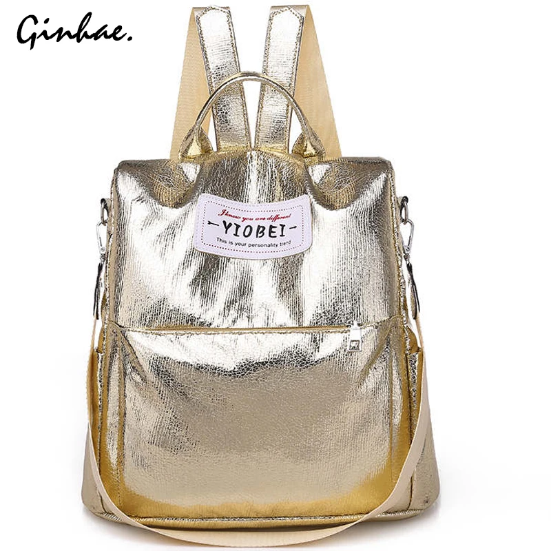 

Preppy Style Sequin Backpack Fashion PU Leather Shoulder Bags For Women Large Capacity School Bags Multifuncation Travel Bags