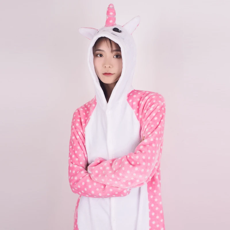 Единорог пижамы кигуруми для взрослых животных Косплей Onesie панда кошка Ститч