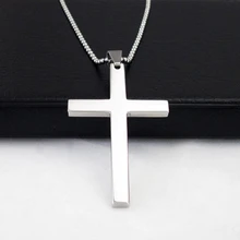 Bluelans Fashion Gift Men’s 316L Stainless Steel Cross Pendant Silver Tone Chain Necklace