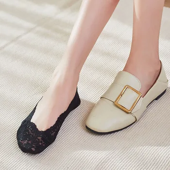 

Leisure Solid Color Lace Cotton Printing Thin Section Short Sock Shallow Mouth Women Breathable Nonslip Short Sock Hosiery