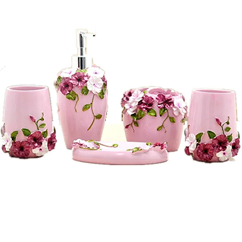 Bathroom set gift packing five pieces set of bathroom wedding gift at home supplies resin