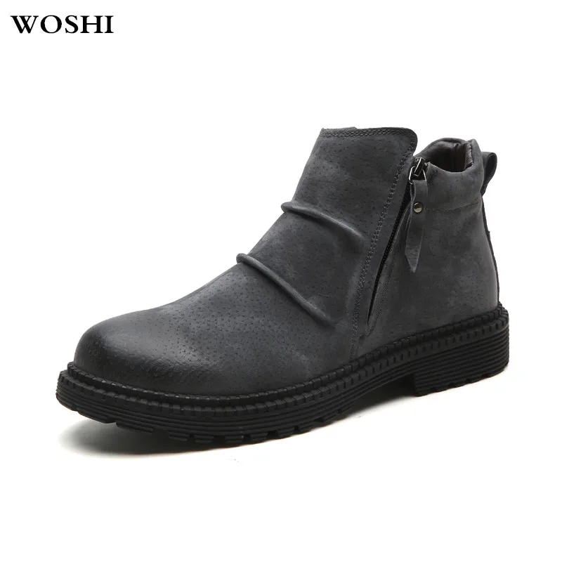 

Plus size 11 NEW Men with fur Genuine leather snow casual Boots Fashion Men's High Quality Motorcycle Warm winter boots w4