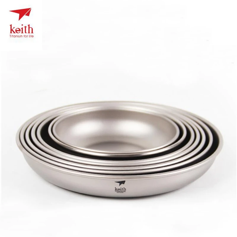 

Keith Titanium Plate Sets Camping Titanium Dishes Saucer Outdoor Tableware Cutlery Camping Hiking Travel Plates Ti5371