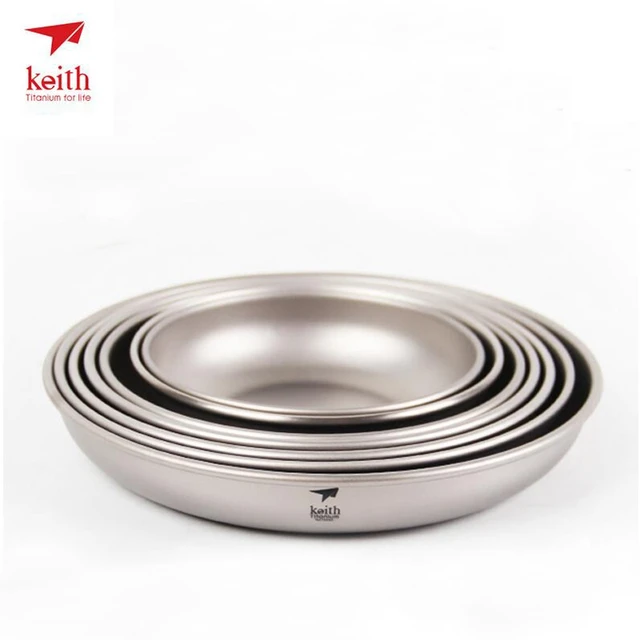 US $10.00 Keith Titanium Plate Sets Camping Titanium Dishes Saucer Outdoor Tableware Cutlery Camping Hiking T