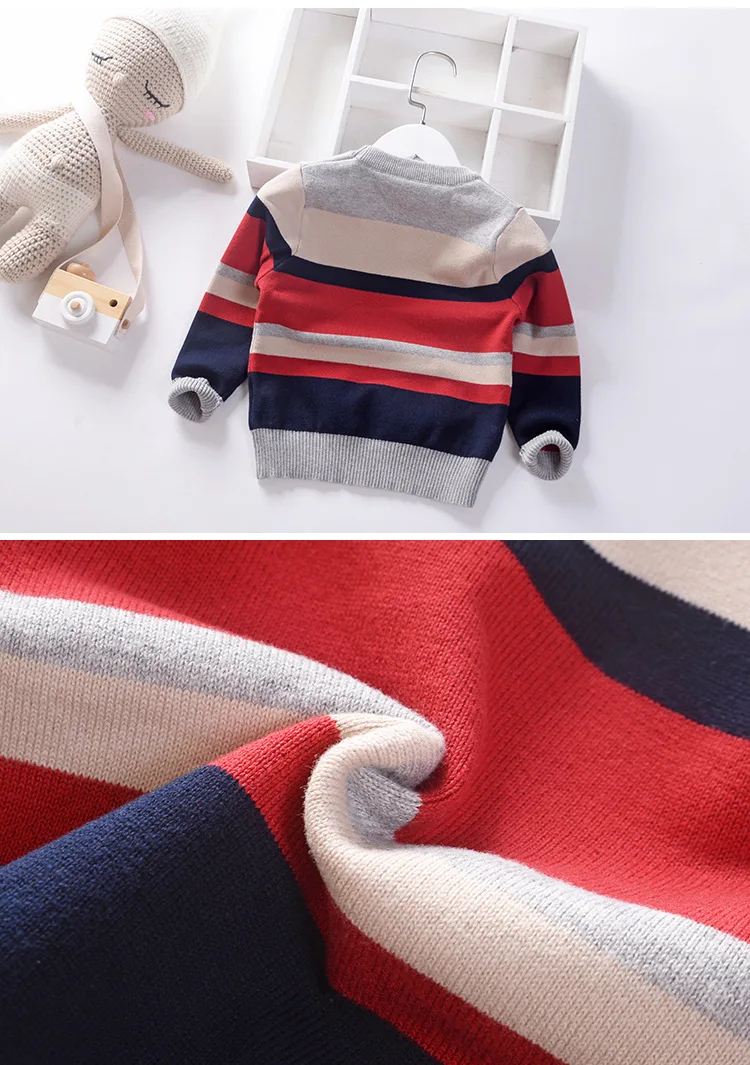 striped boys girls kids sweaters toddler knitted wear children's clothing cotton spring autumn pullover