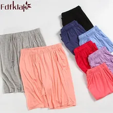 Для женщин летние шорты XXL 8 цветов Новинка года пижама и брюки из хлопка из модифицированного вискозного волокна, пижама, нарядное платье с короткими снизу Pyjama черный/серый штаны для сна Q297