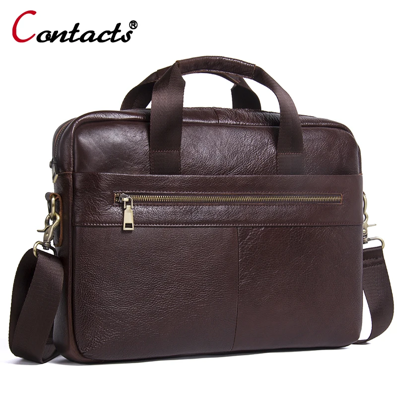 New  CONTACT'S Business Laptop Briefcase With Handles Brands Messenger Bag Men Genuine Leather Bags Male