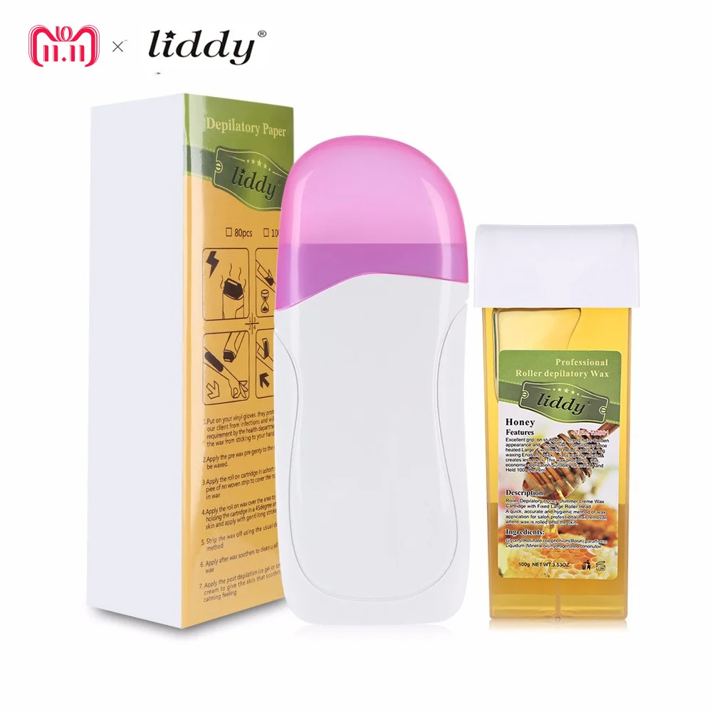

LIDDY 3 In 1 Depilatory Hair Removal Depilation Wax Strips Hair Removal With Epilator Machine Cartridge Heater Waxing Paper Set
