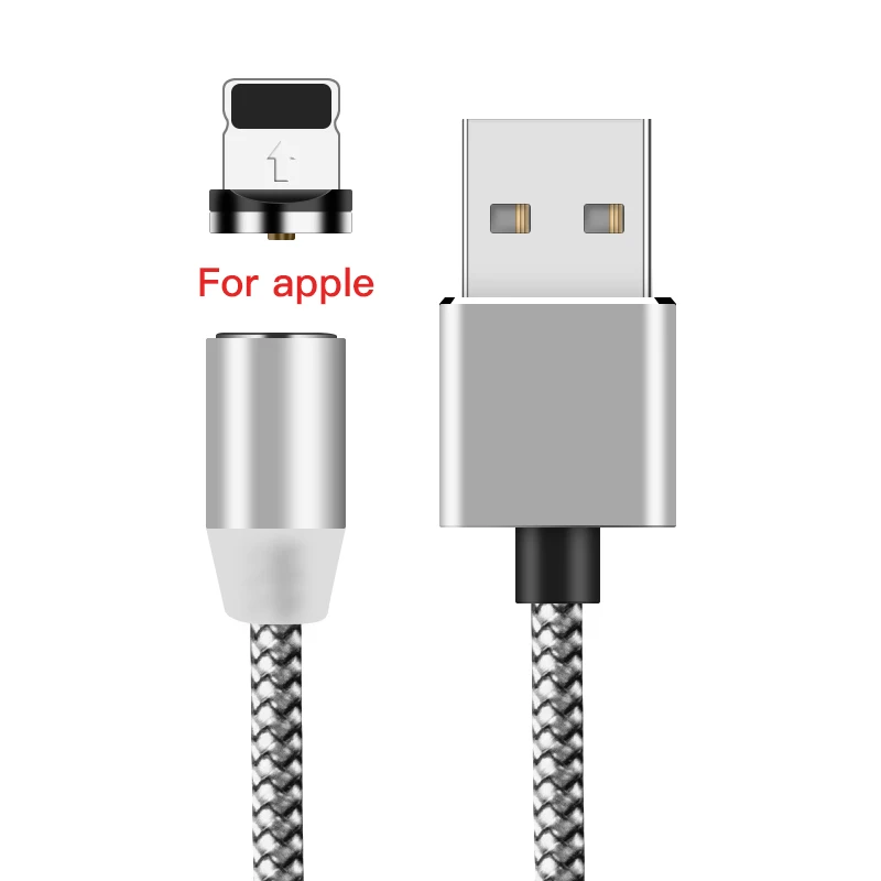 ESVNE 2m Магнитный кабель Micro Usb Typc C магнитная зарядка для Iphone lighting 2A Быстрая зарядка Usb C магнитное зарядное устройство кабель для мобильного телефона - Цвет: for Apple Sliver