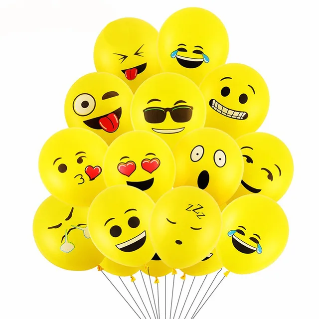 10pcs 12inch Smile Kiss Emoji Latex Balloons Kid 1st Birthday