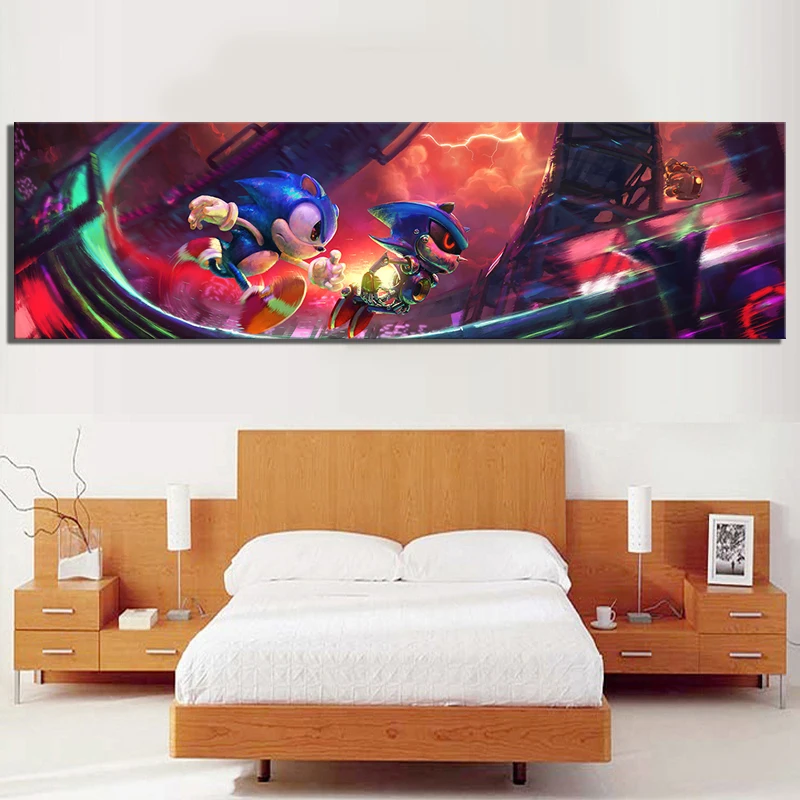 Canvas-Painting-Modular-Poster-1-Pieces-Super-Sonic-Video-Games-Wall-Art-Home-Decoration-Modern-Picture