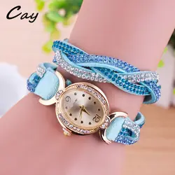 Cay для женщин Montre Cuir Femme розовый кварц повседневное Дамская мода браслет часы точка алмаз корейский тканые браслет в форме яйца
