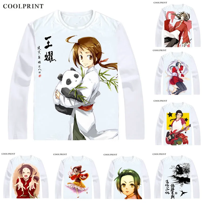 

Coolprint China Asian Allied Forces T Shirt Axis Powers Hetalia Men T-shirt Casual Vintage TShirt Printed Long Sleeve Shirts