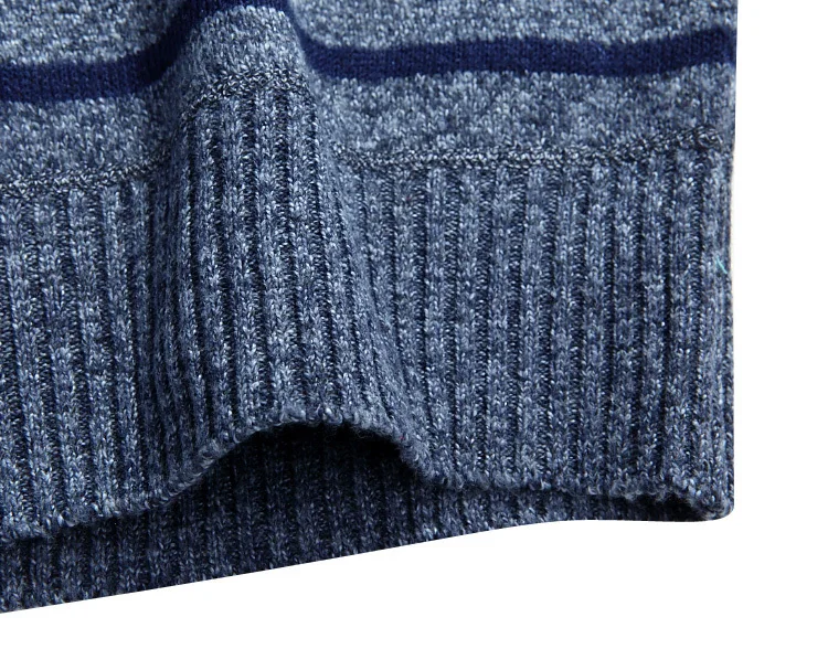 2019 осенью новый мужской зима толстые свитера пальто Стенд воротник Для мужчин в полоску свитер пуловеры Тонкий прилегающий вязаный