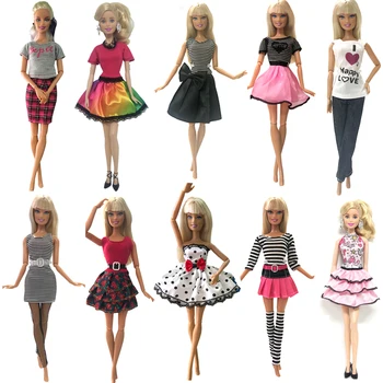 

NK 10 Set/Lot Newest Doll Dress Beautiful Handmade Party Clothes Top Fashion Dress For Barbie Doll Accessories Best Girls'Gift