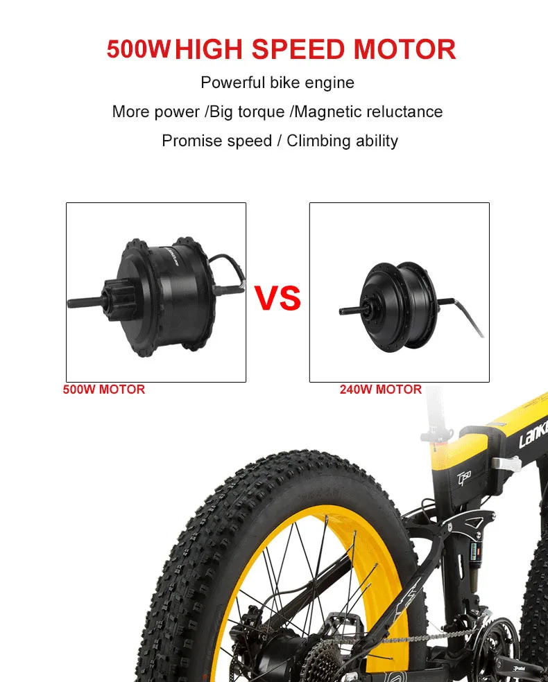 Flash Deal 26inch Folding Electric Mountain Bicycle Snow Ebike Electric Fat Bike 48v Lithium Battery 500w High Speed Motor 4.0 Tire Bike 9