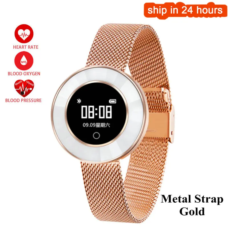 Мода X6 Bluetooth Смарт часы водонепроницаемый IP68 для женщин дамы reloj фитнес-трекер для измерения сердечного ритма Браслет Smartwatch Android IOS - Цвет: Metal Gold