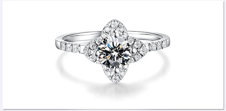 Ювелирные изделия, оригинальные кольца с муассанитом для женщин, 18 К, белое золото, лилия, дизайн, свадьба, Rings1.0 бриллиант для помолвки, группа, набор