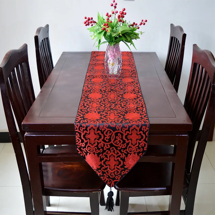 Extra Long Silk Brocade Table Runner Chinese style Dining Table Cloth