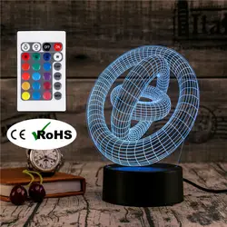 3D Led Novety освещение творческий Подарочный ночник настольная лампа три кольца с подсветкой дома коридор, отель вечерние атмосфера огни