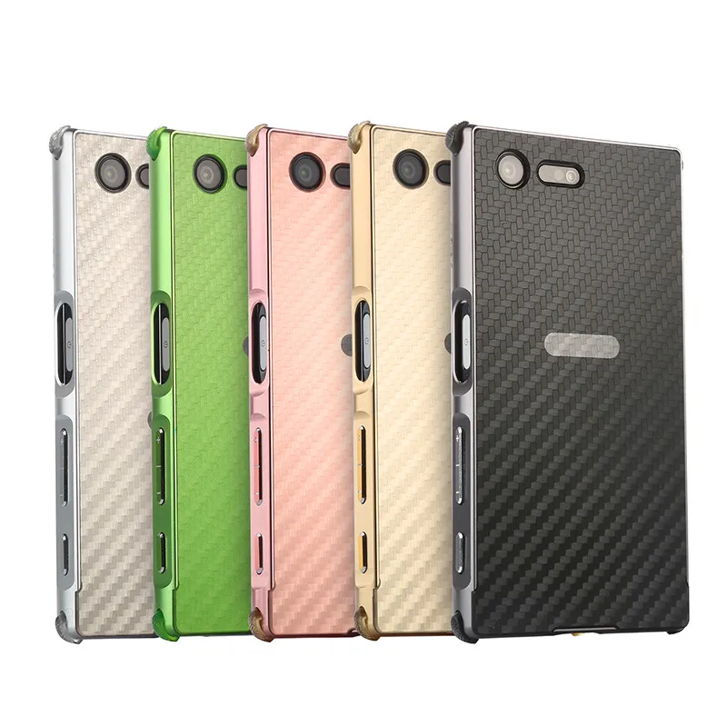 

For Sony XZ Premium Anti-knock Case Metal Frame with Carbon Fiber Back Cover Hard Cases for Sony Xperia XZ Premium G8141 G8142