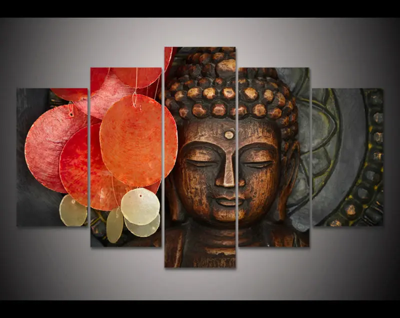 HD Print 5 pieces Buddhism buddha canvas wall art print painting canvas
