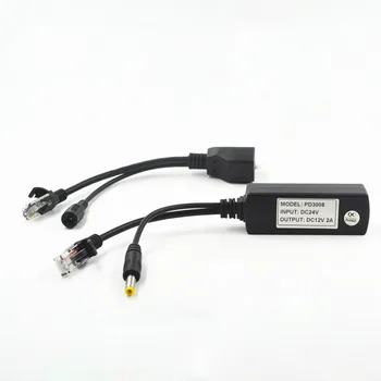 

4pcs(2pair) POE Connector Adapter Cable RJ45 POE Separator + POE Splitter Kit Power POE Camera Adapter DC24 to DC12V 2A