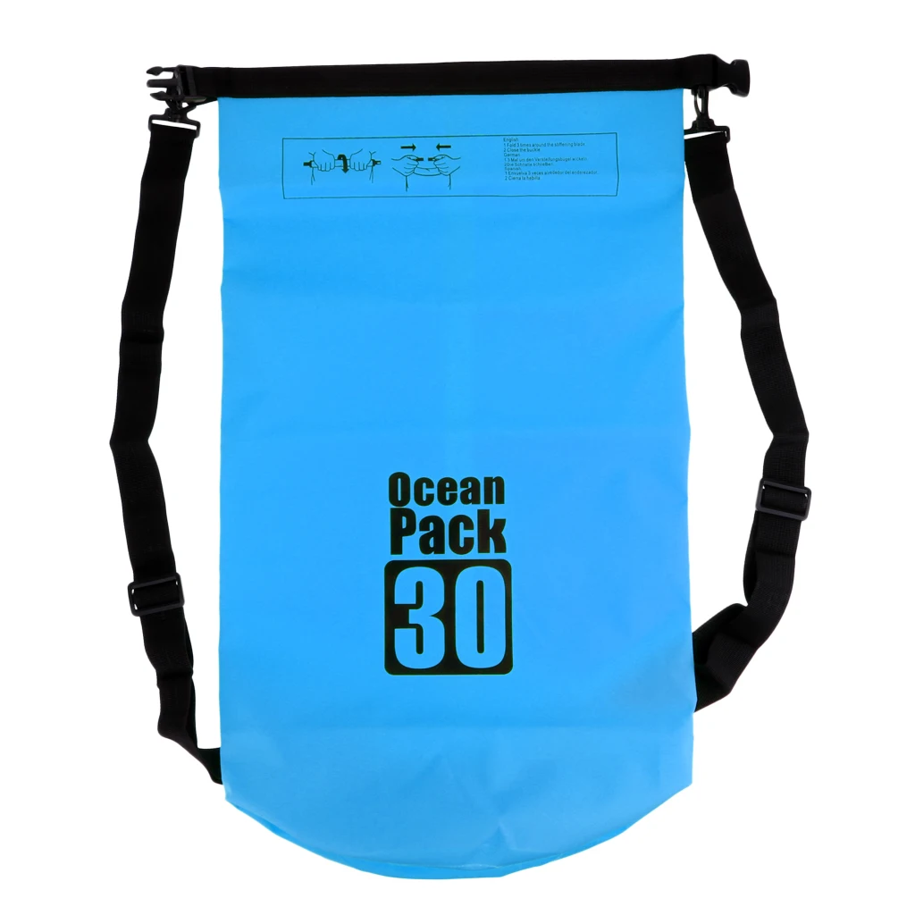 30L Waterproof Dry Bag Roll Top Backpack & Adjustable Shoulder Strap for Kayak Boating Canoeing Rafting Sailing Drifting Fishing