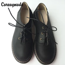 Careaymade/обувь с перфорацией типа «броги»; Студенческая обувь; Сезон Зима; коллекция года; винтажная женская обувь из натуральной кожи на плоской подошве с ремешками