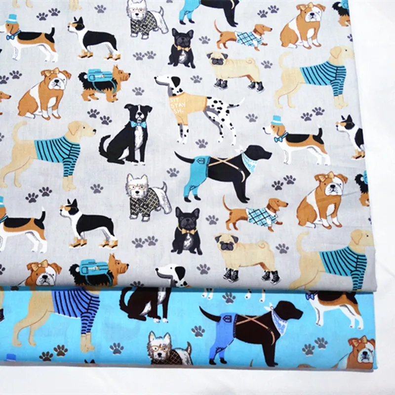 

Fabric breathable cotton twill in hand sewing cotton twill fabric for baby bedding home textile printed dogs